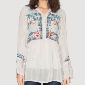 Johnny Was Silver Mist Mikaela Embroidered Tunic